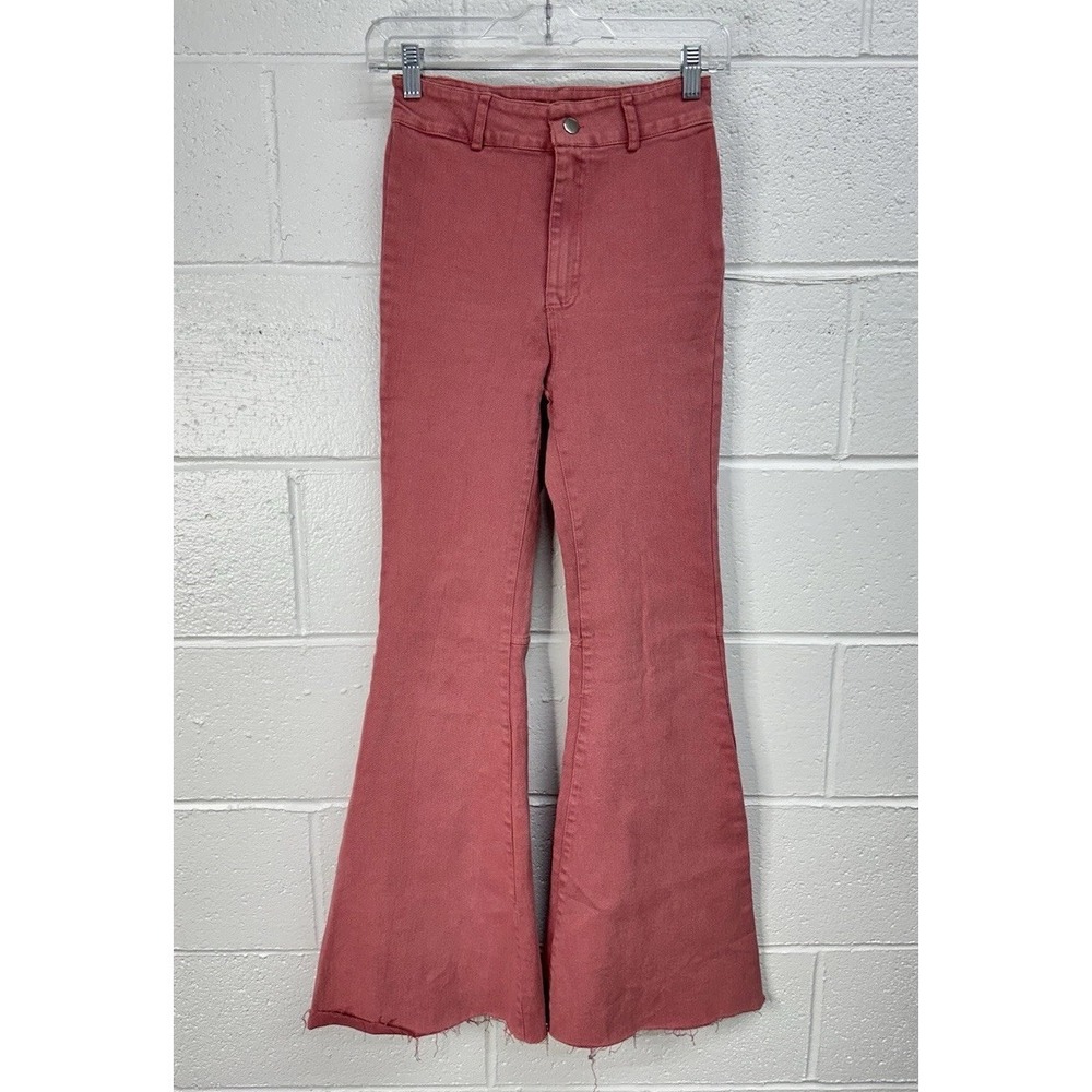 Lavender J Faded Red Pink Bell‎ Bottom Flare Jeans / Women's Small